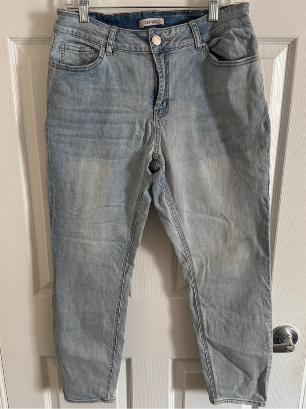 refuge Light Blue Denim Jeans with Silver Button Detail